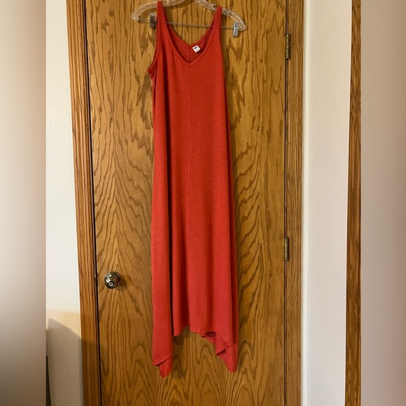 Old Navy Orange Asymmetrical Sundress V-neck Sleeveless - Picture 1 of 3